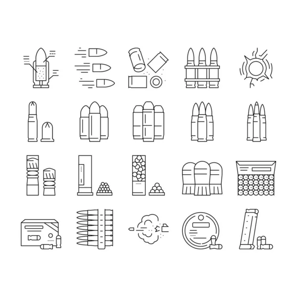 Bullet Ammunition Collection Icons Set Vector . — Stock Vector