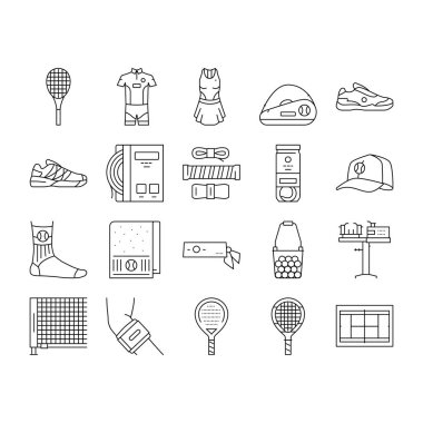 Tenis Spor Oyunu Yarışması Simgeleri Vektörü Ayarla .