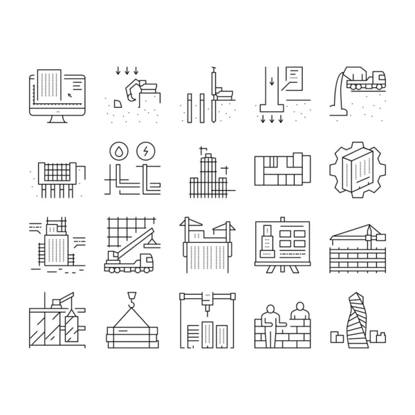 Building Construction Collection Icons Set Vector . — Stock Vector