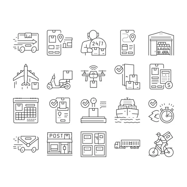 Vector de conjunto de iconos de aplicación de servicio de entrega . — Vector de stock