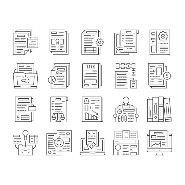 Vector de conjunto de iconos de recogida de auditoría financiera empresarial . — Archivo Imágenes Vectoriales