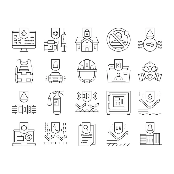 Bescherm Technologie Collectie Pictogrammen Set vectorillustratie . — Stockvector