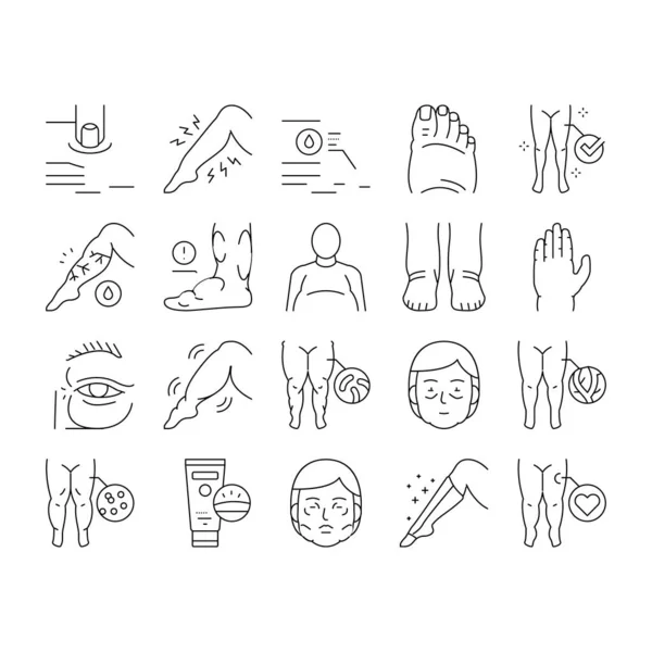 Edema Disease Symptom Collection Icons Set Vector . — 图库矢量图片