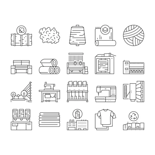 Vector de conjunto de iconos de colección de producción textil . — Archivo Imágenes Vectoriales