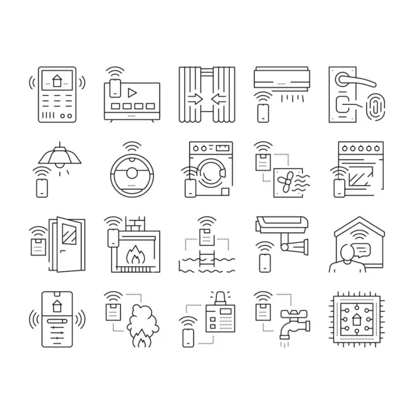 Vector de conjunto de iconos de colección de equipos para el hogar inteligente . — Vector de stock