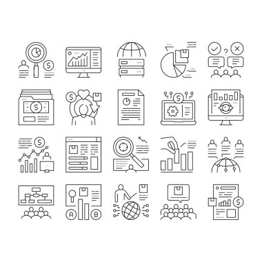 Pazar Araştırması ve Analiz Simgeleri Vektörü Ayarladı .