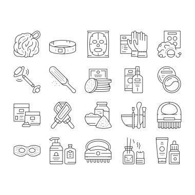 Spa Kozmetik Koleksiyon Simgeleri Vektörü Ayarla .