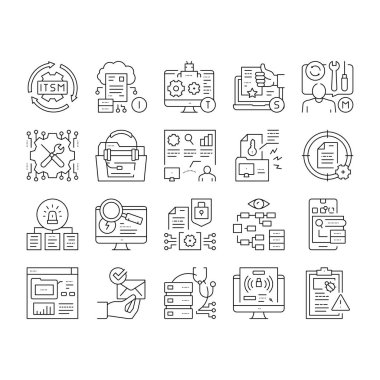 Olay Yönetimi Koleksiyon Simgeleri Vektörü Ayarla .