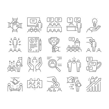 İş Durumları Koleksiyon Simgeleri Siyah Vektörü Ayarladı .