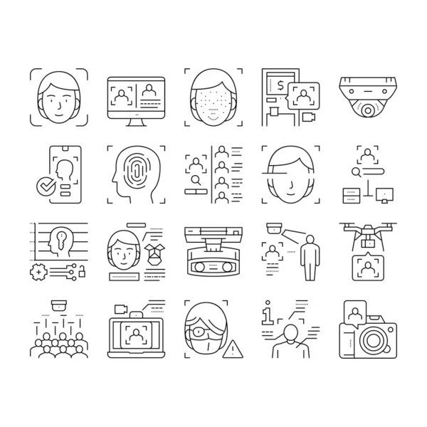 Id Technology Collection Icons Set Vector . — 스톡 벡터