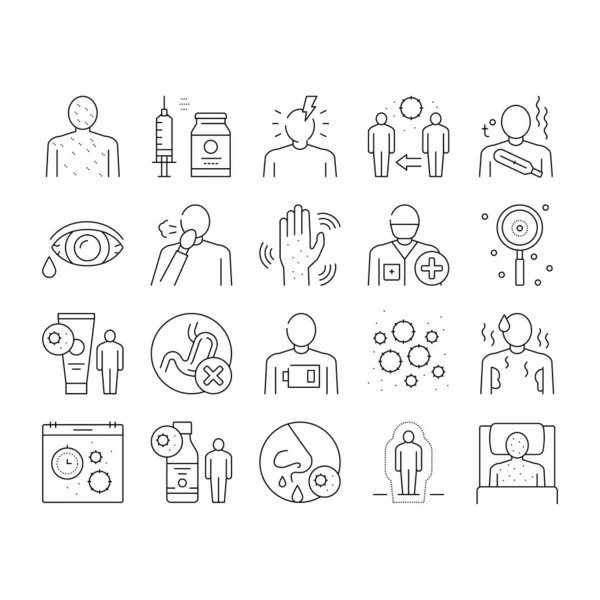 Chicken Pox Disease Collection Icons Set Vector . — 스톡 벡터