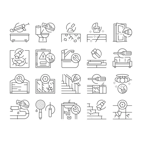 Home Repair Occupation Collection Icons Set Vector . — Stock Vector