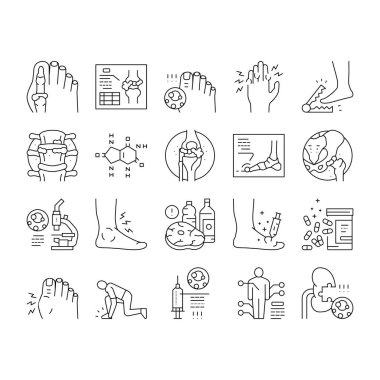 Gut Sağlığı Hastalığı Toplama Simgeleri Vektörü Ayarla .