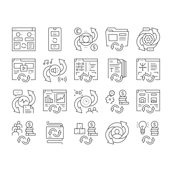 Convertidor Colección de aplicaciones Iconos Set Vector . — Vector de stock