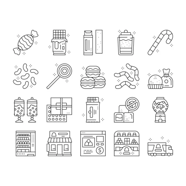 Collection de produits Boutique de bonbons Icônes Set vectoriel . — Image vectorielle