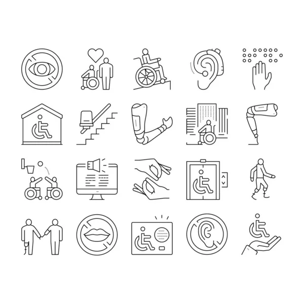 Vector de conjunto de iconos de colección de tecnología de discapacidad . Ilustraciones De Stock Sin Royalties Gratis