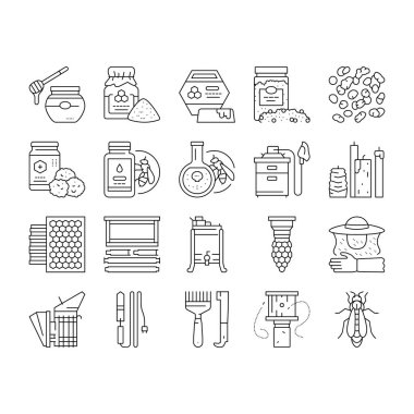 Arıcılık Mesleği İşgali Simgeleri Vektörü Ayarladı .