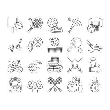 Spor Etkin Yarışma Oyun Simgeleri Vektörü Ayarla .