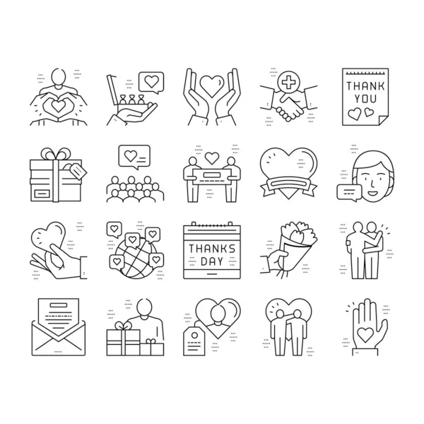 Thank You Day Holiday Collection Icons Set Vector . Royalty Free Stock Vectors