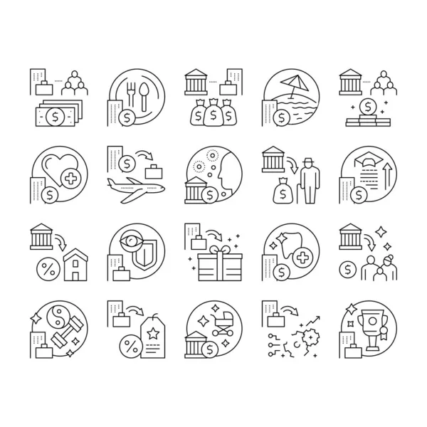 Voordelen voor Business Collection Pictogrammen Set Vector . — Stockvector