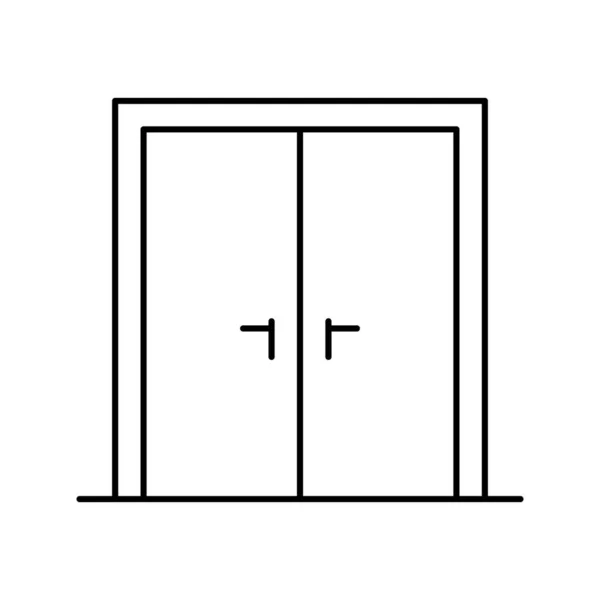Векторная иллюстрация двойной деревянной линии дверей — стоковый вектор