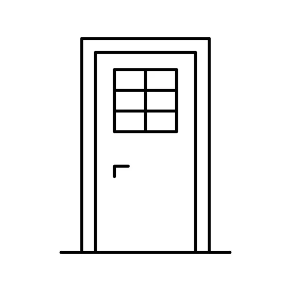 Porta com ilustração do vetor do ícone da linha da janela — Vetor de Stock
