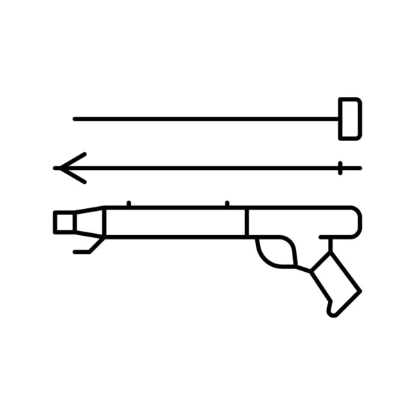 ハープーン武器ラインアイコンベクトルイラストサイン — ストックベクタ