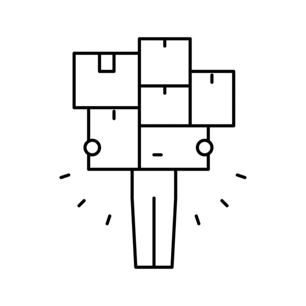 ボックスのある人間が線のアイコンのベクトル図 — ストックベクタ