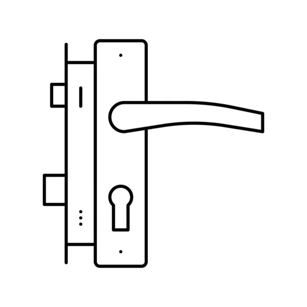 Maçaneta da porta e ícone de linha de bloqueio ilustração vetorial — Vetor de Stock