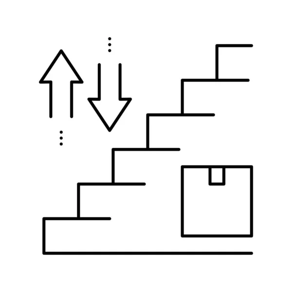 Caja de transporte arriba y abajo pasos línea icono vector ilustración — Archivo Imágenes Vectoriales