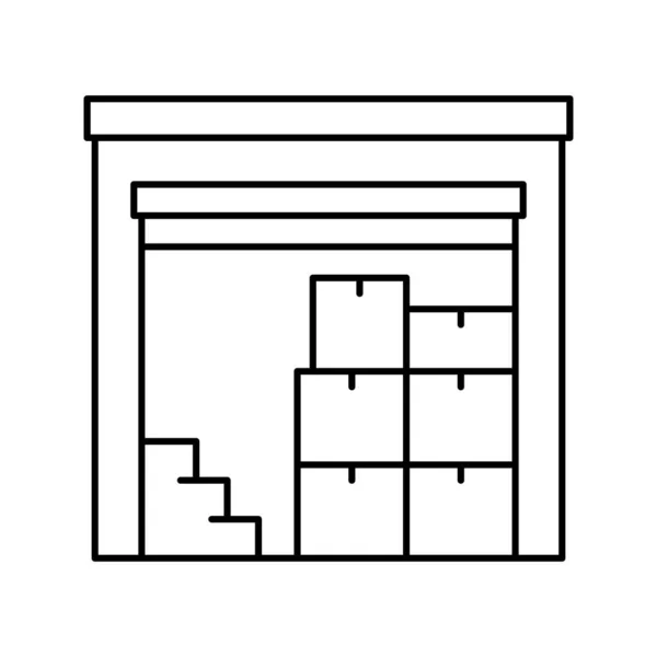 Supermarket storage line ikona vektor černá ilustrace — Stockový vektor