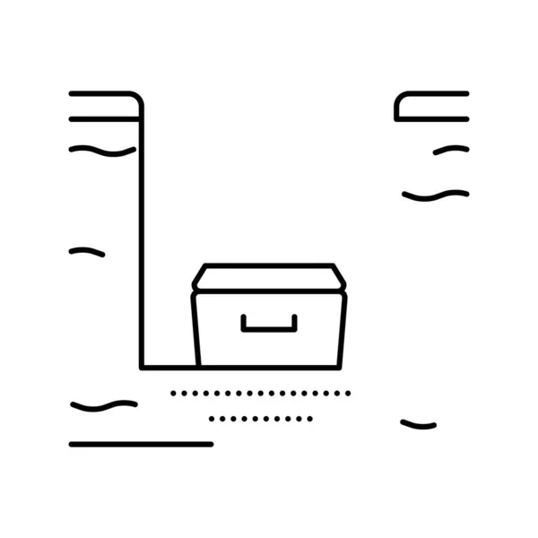 Rakev v pohřební jámě ikona vektor izolované ilustrace — Stockový vektor