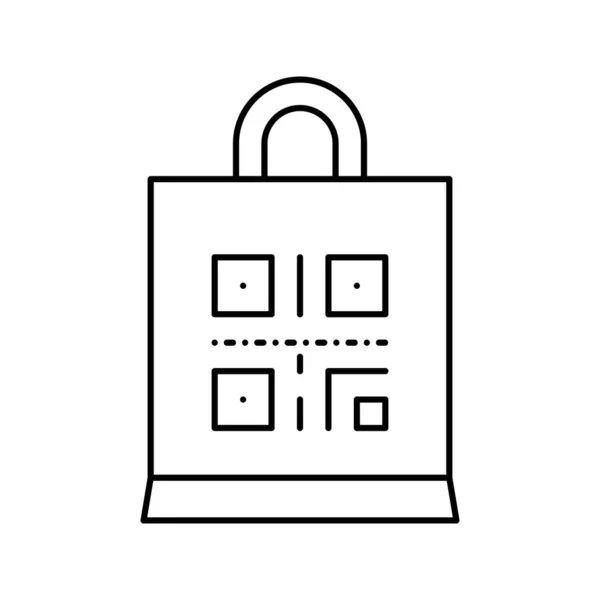 Qr code on shop bag line icon icon vector isolated illustration — стоковый вектор