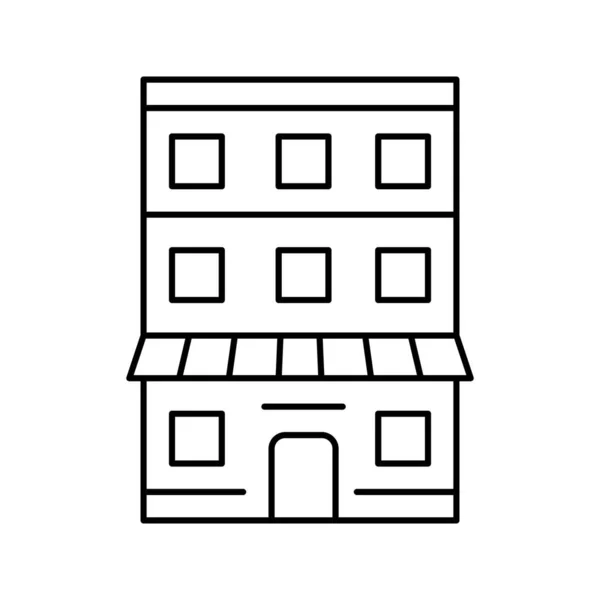 Casa com a ilustração do vetor do ícone da linha do edifício do apartamento — Vetor de Stock