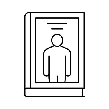 biyografi türü çizgi ikon vektör illüstrasyonu