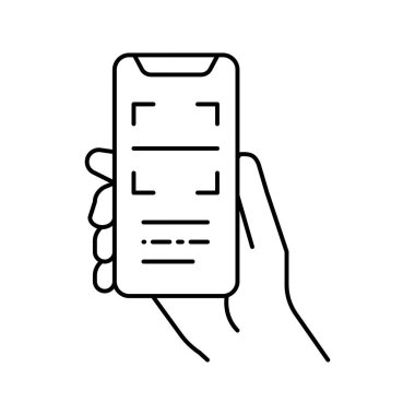 qr kod telefon uygulama satırı simgesi izole edilmiş çizim taranıyor