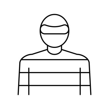 El ele tutuşan kalkan çizgisi simgesi vektörü izole edilmiş illüstrasyon