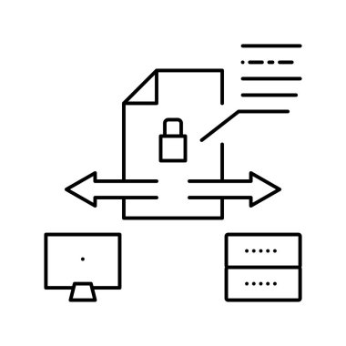 Güvenli dosya gönderme bilgisayar sunucu satırı simgesi çizimi