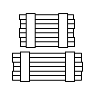 Tahta ahşap depo çizgisi ikon vektör çizimi