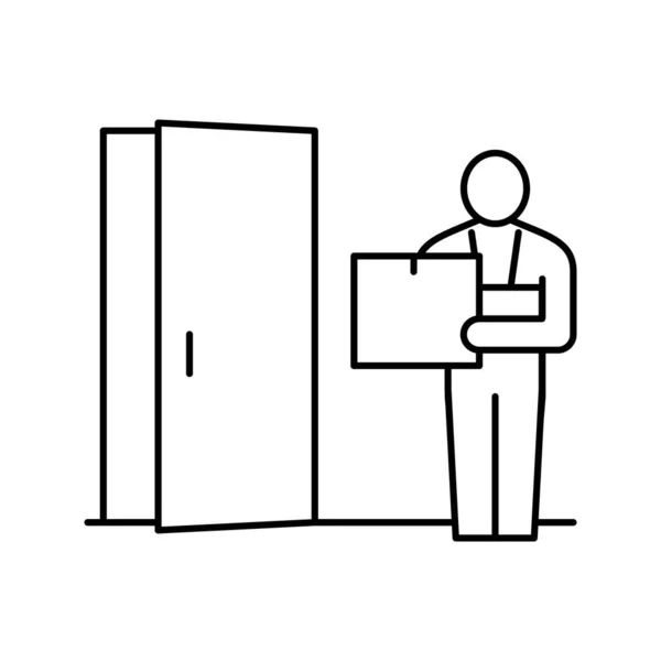 Messager livraison boîte ligne icône vectoriel illustration — Image vectorielle