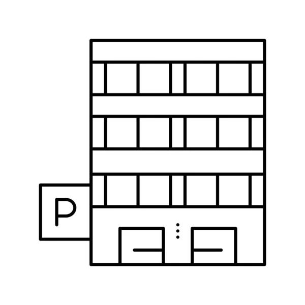 Aparcamiento edificio línea icono vector ilustración — Vector de stock