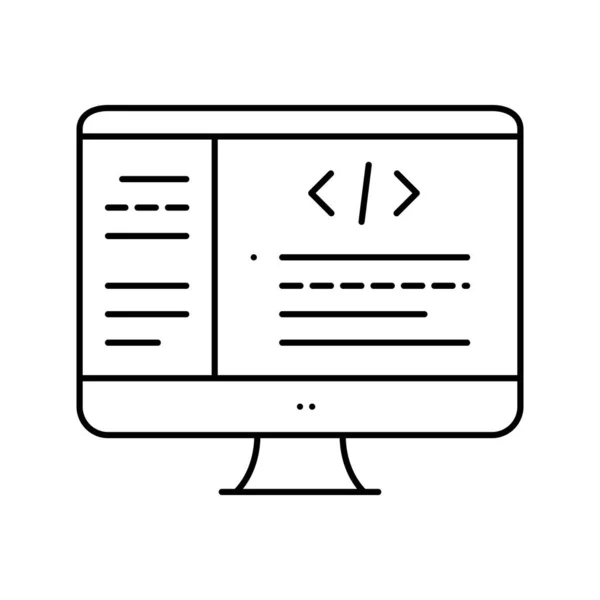 Codificación código geek línea icono vector ilustración — Archivo Imágenes Vectoriales
