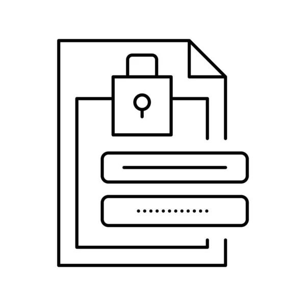 Fichier mot de passe ligne icône vectoriel illustration signe — Image vectorielle