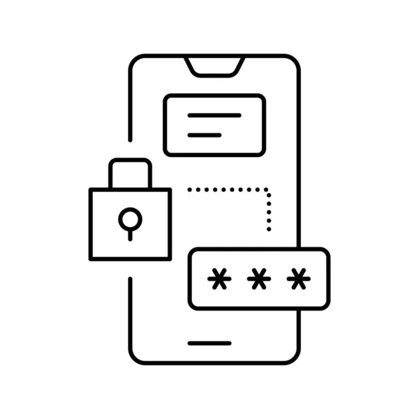 Smartphone password line icon vector illustration sign — Stock Vector