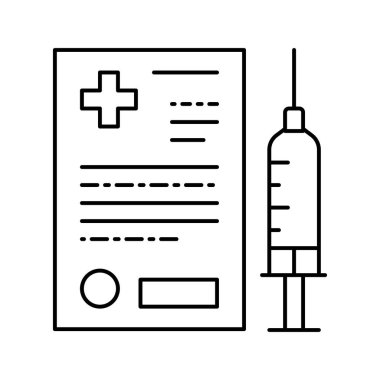 evcil hayvan aşılama belge satırı ikon vektör illüstrasyonu