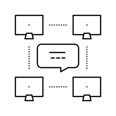 ağ bilgisayar kullanıcıları iletişim hattı ikon vektör çizimi