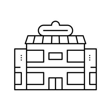 süpermarket inşa çizgisi simgesi siyah illüstrasyon