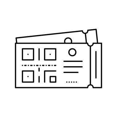 Sinema bileti satırı simgesi üzerindeki qr kodu izole edilmiş illüstrasyon