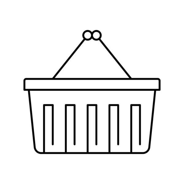 Supermarket basket line icon vector black illustration — Stock Vector