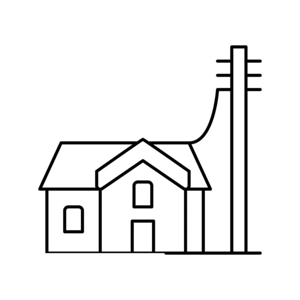 Hus ansluten till el linje ikon vektor illustration — Stock vektor